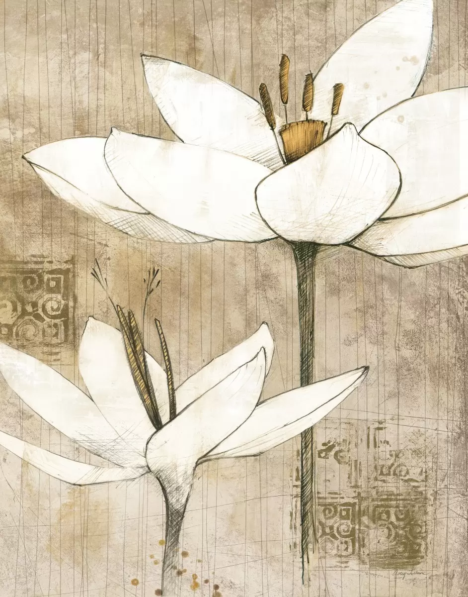 פריחה בעיפרון - Avery Tillmon - תמונות וינטג' לסלון תבניות של פרחים וצמחים  - מק''ט: 385530