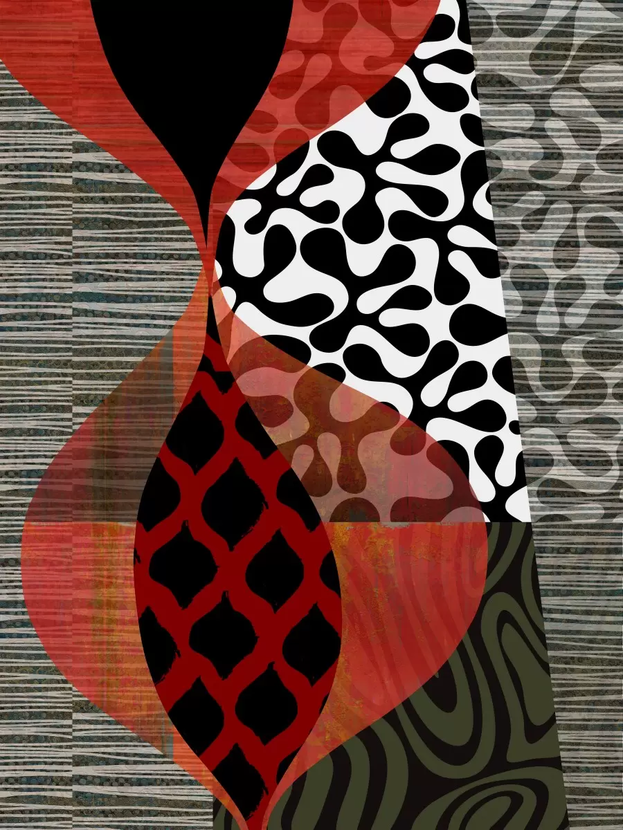 צורות וצבעים #6 - בתיה שגיא - תמונות לפינת אוכל רטרו וינטג' אבסטרקט רקעים צורות תבניות מופשטות סטים בסגנון גיאומטרי  - מק''ט: 455299