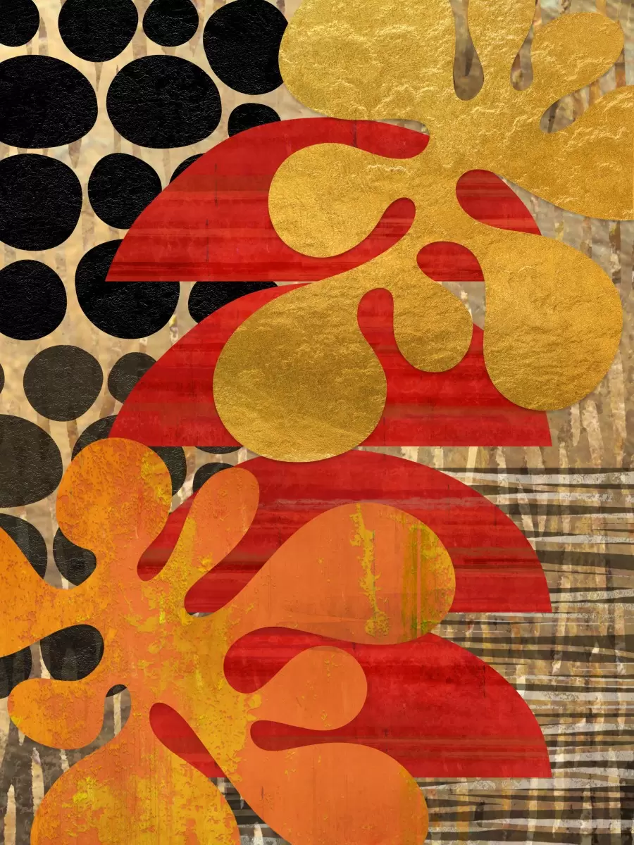 צורות וצבעים #14 - בתיה שגיא - תמונות וינטג' לסלון אבסטרקט פרחוני ובוטני סטים בסגנון גיאומטרי  - מק''ט: 455383