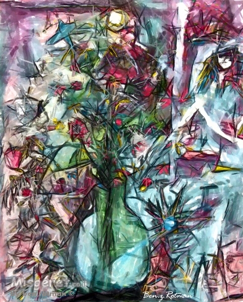 פרחים באגרטל זכוכית