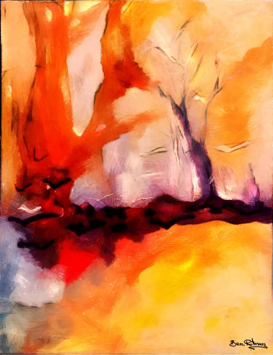 גזע עץ בערבה - בן רוטמן - תמונות רומנטיות לחדר שינה נוף וטבע מופשט  - מק''ט: 331271
