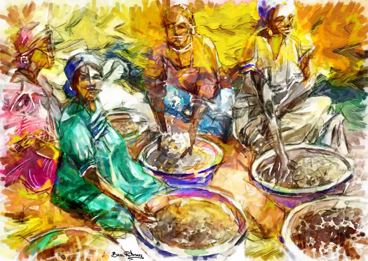 שוק צבעוני - בן רוטמן - תמונות למטבח כפרי  - מק''ט: 370095