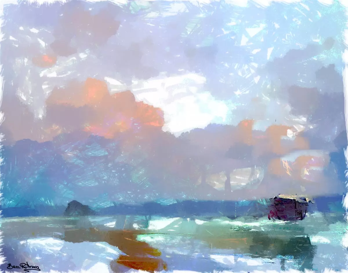 מחשבות - בן רוטמן - תמונות ים ושמים לסלון נוף וטבע מופשט  - מק''ט: 410100