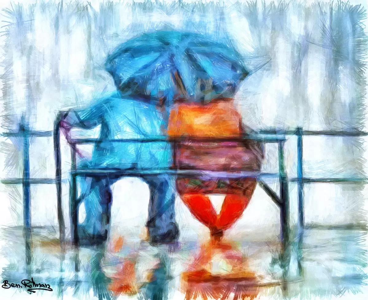 רומנטיקה בכל גיל - בן רוטמן - תמונות צבעוניות לסלון מטריות  - מק''ט: 467137