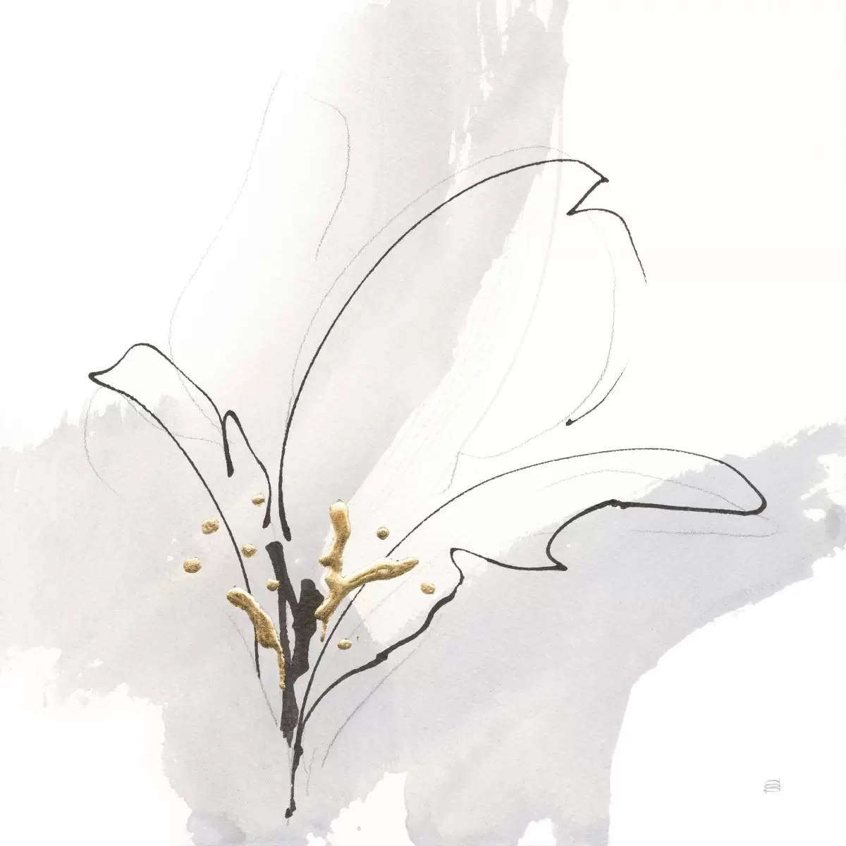 פרח מופשט מינימליסטי וו - Chris Paschke - תמונות לחדר שינה מינימליסטי אבסטרקט פרחוני ובוטני  - מק''ט: 389404