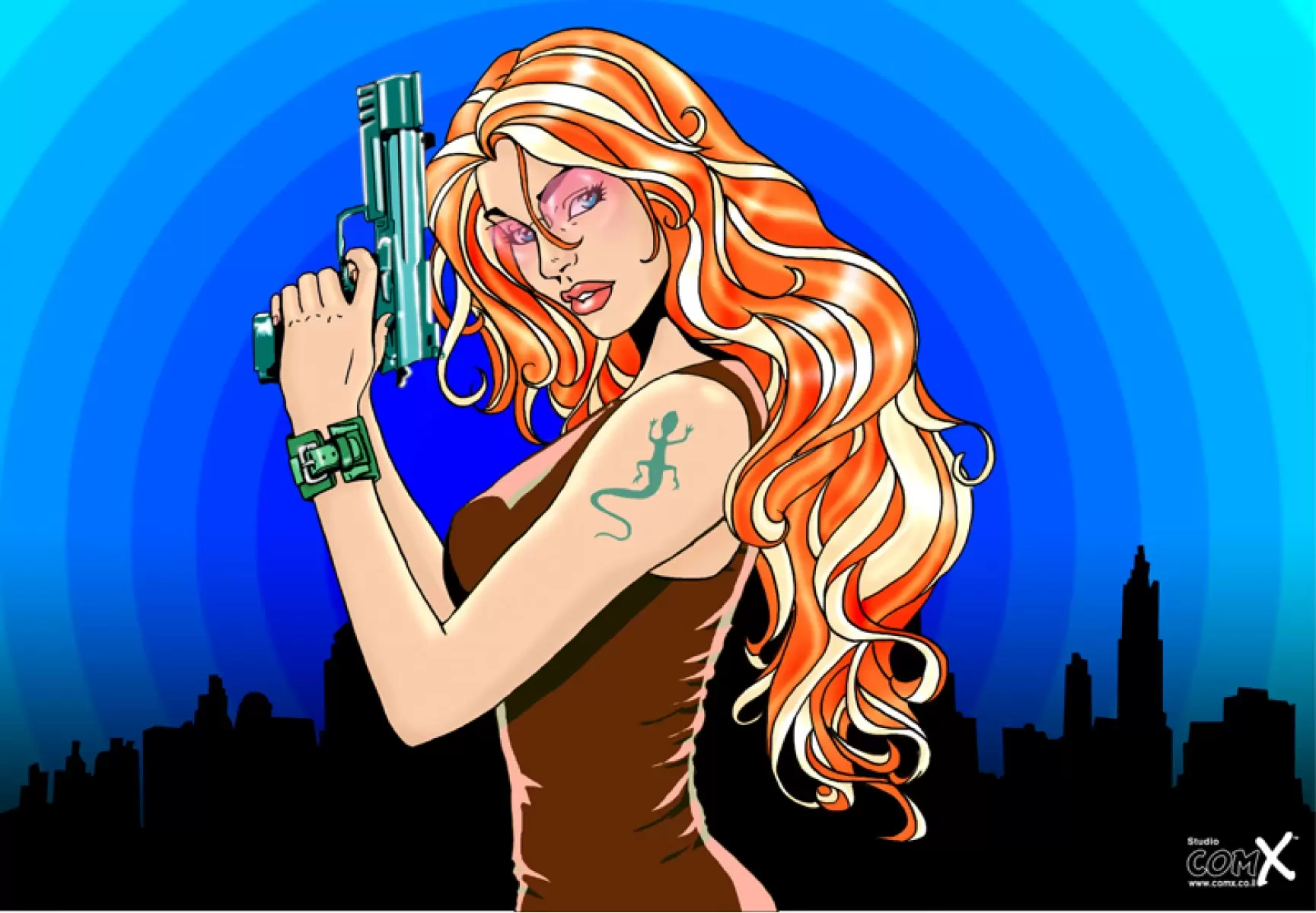 Gun girl blue orange - חנן אביסף - קומיקס  - מק''ט: 52126