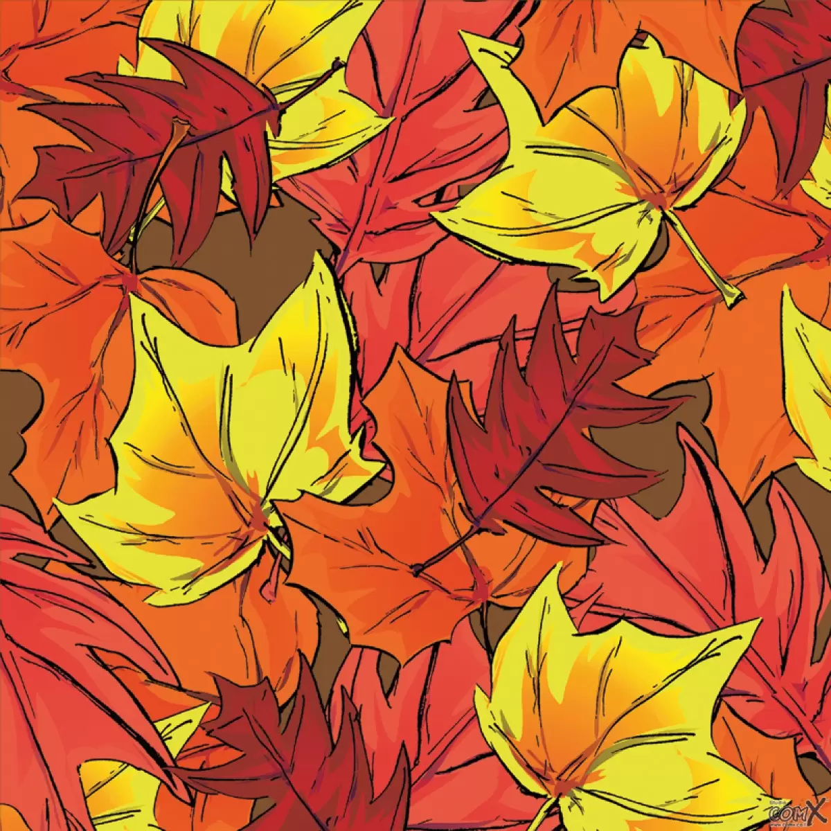 Brown Autumn Leaves - חנן אביסף - תמונות לפינת אוכל כפרית אבסטרקט פרחוני ובוטני  - מק''ט: 52181