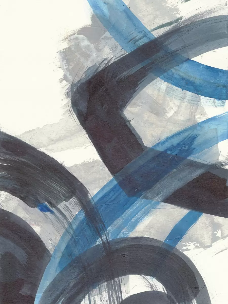 אבסטרקט במברשת כחולה II - Danhui Nai - תמונות נורדיות אבסטרקט מודרני סטים בסגנון מודרני  - מק''ט: 369573
