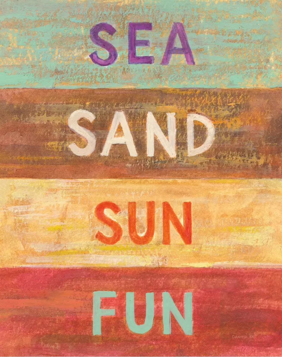 ים חול שמש כיף - Danhui Nai - תמונות וינטג' לסלון טיפוגרפיה דקורטיבית  - מק''ט: 389950