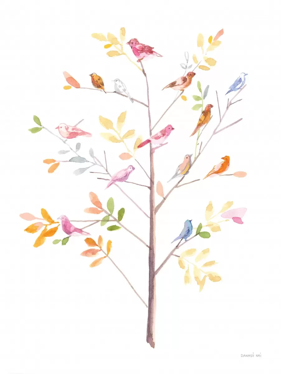 עץ הציפורים - Danhui Nai - תמונות לסלון רגוע ונעים חדרי ילדים  - מק''ט: 390000