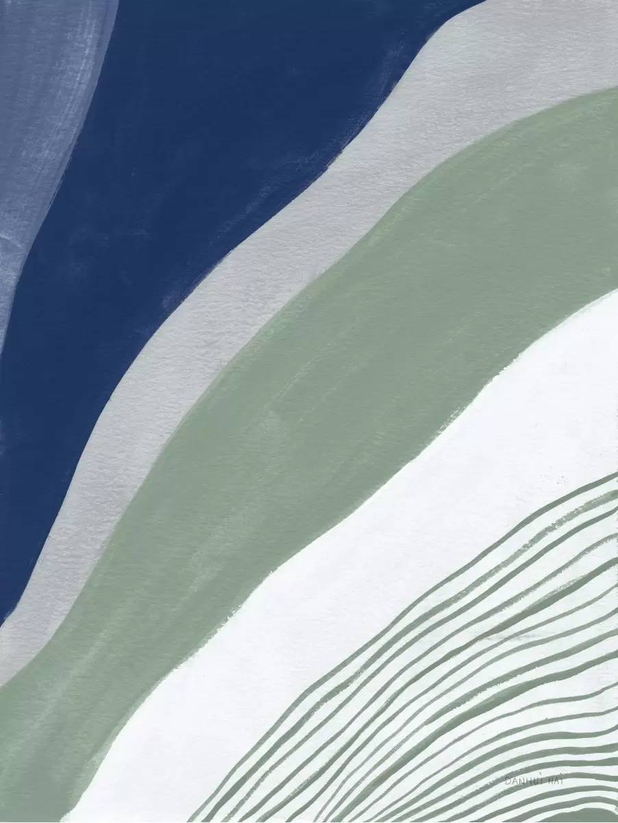 מופשט כחול וירוק וו - Danhui Nai - תמונות נורדיות אבסטרקט מודרני  - מק''ט: 390057