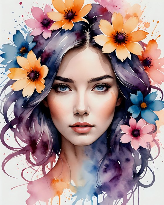 שיער סגול ופרחים