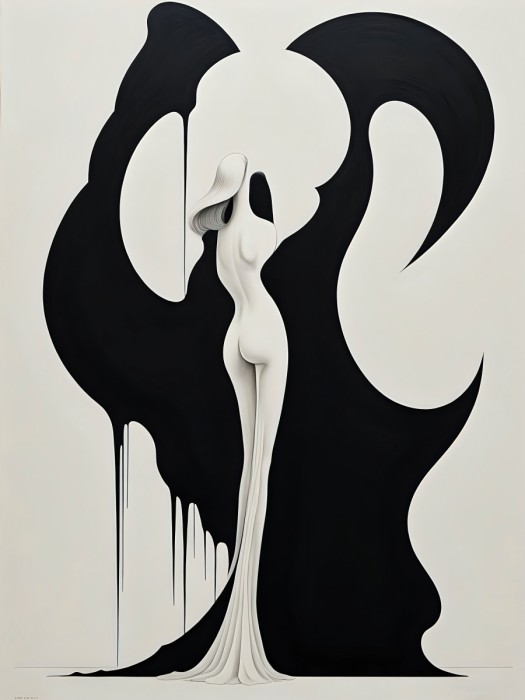 אשה בשחור לבן