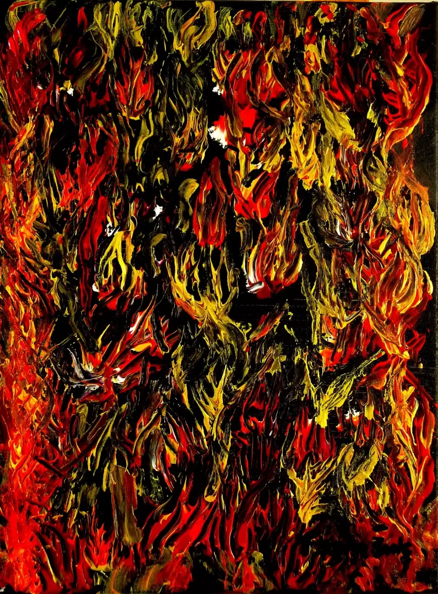 להבות אש - אסתר חן-ברזילי - אבסטרקט רקעים צורות תבניות מופשטות  - מק''ט: 346024