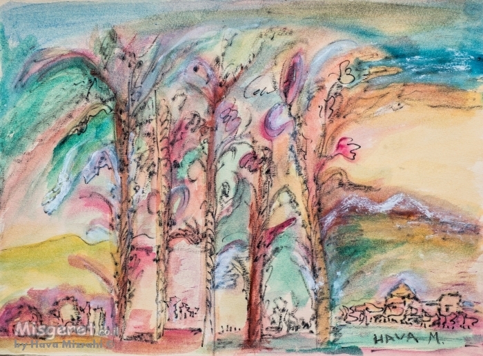 עצים בנוף מדבר