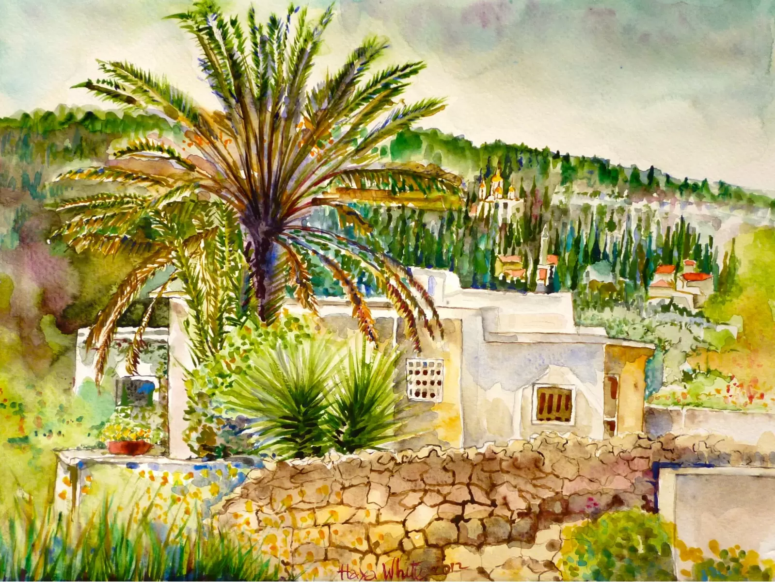 תמר עם נוף – חיה וייט | תמונה לסלון בסגנון כפרי