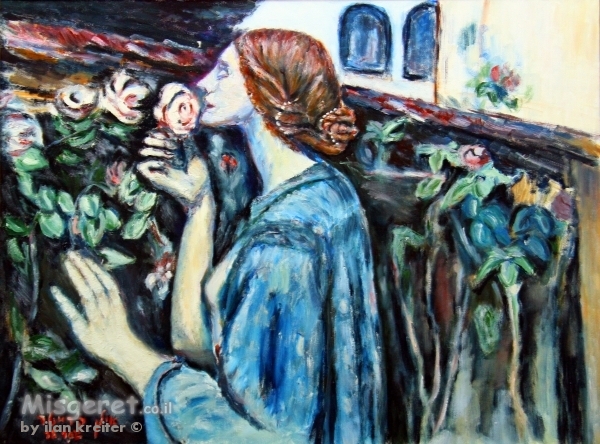 אשה ופרח על פי ציור עתיק