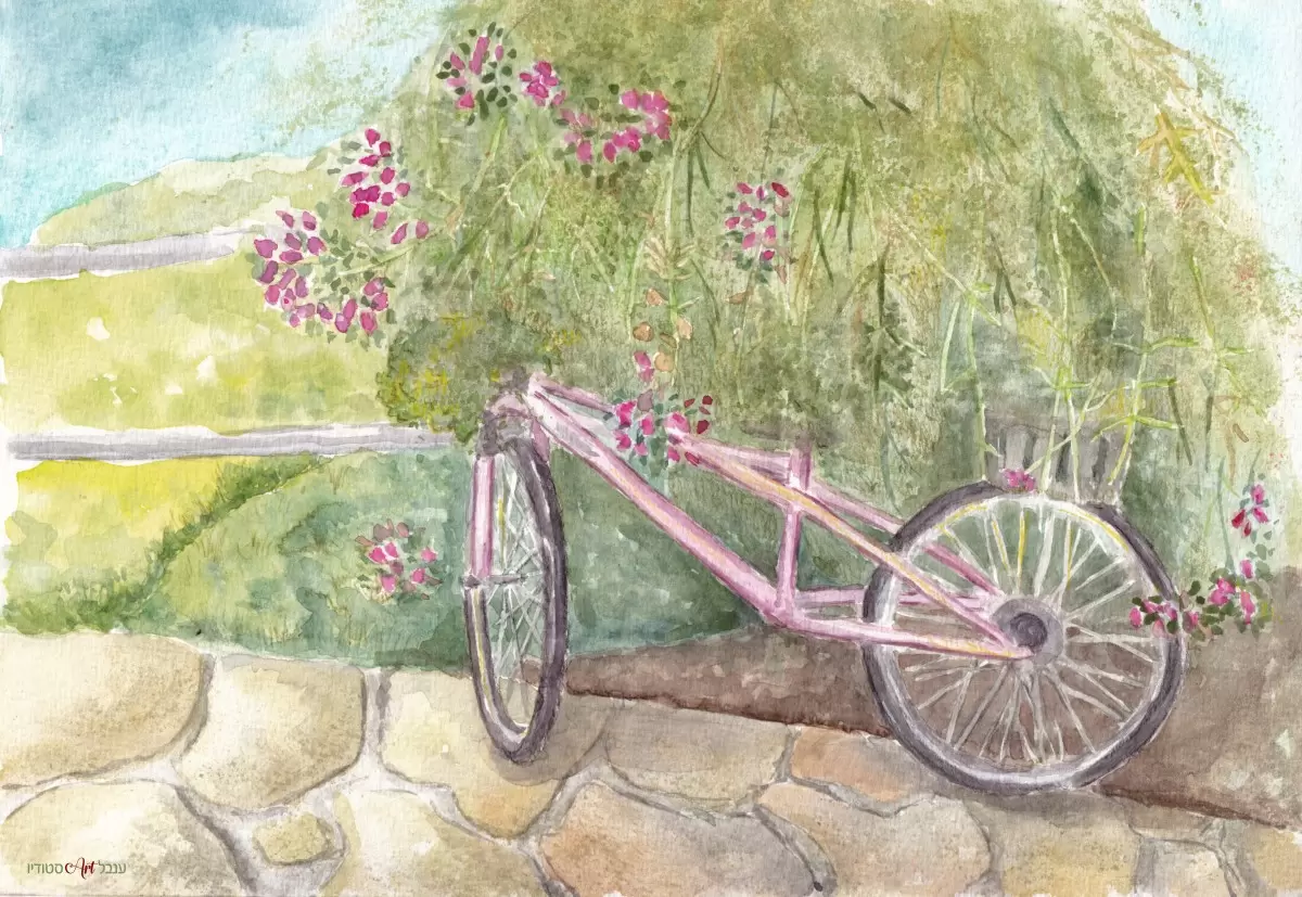 אופניים ישנים - ענבל אשואל - תמונות לסלון רגוע ונעים  - מק''ט: 449045