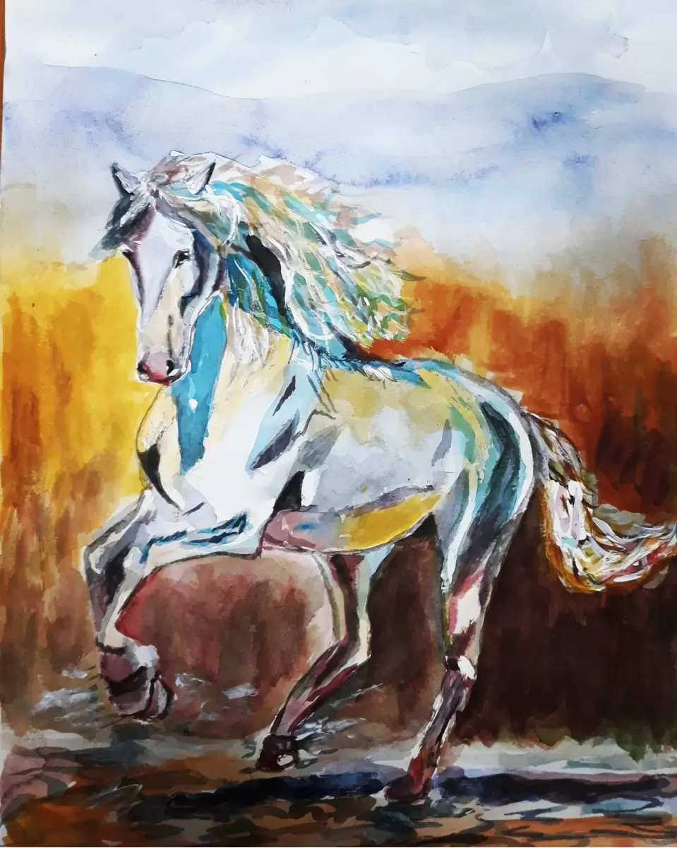 סוס 5 - אירינה סופיצייב - צבעי מים  - מק''ט: 335789