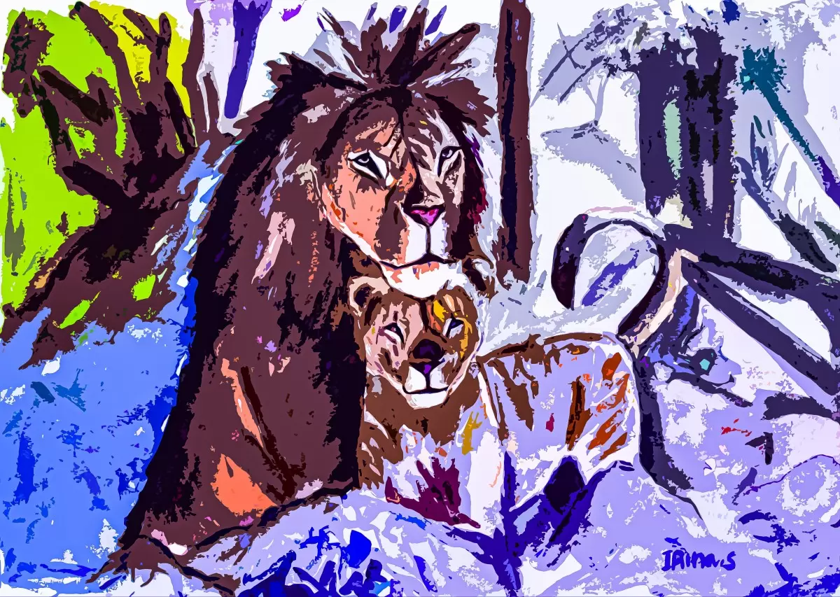 אריות בשלג - אירינה סופיצייב - תמונות לחדרי ילדים  - מק''ט: 350027