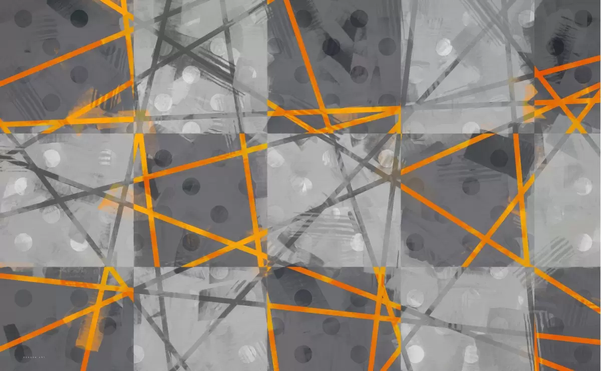 קונסטרוקציה כתומה - איש גורדון - תמונות בסגנון גיאומטרי אבסטרקט רקעים צורות תבניות מופשטות  - מק''ט: 339760