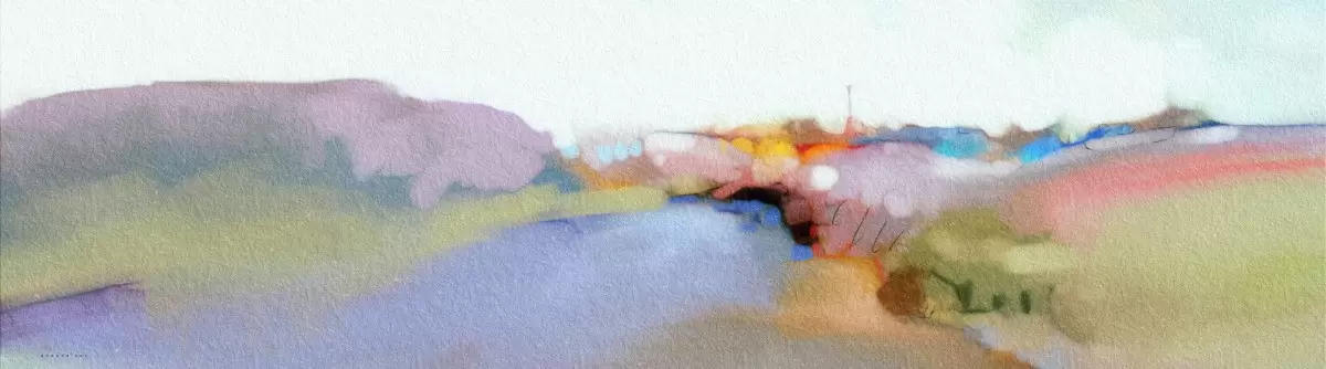 בקצה האופק - איש גורדון - תמונות לסלון רגוע ונעים אבסטרקט בצבעי מים תמונות בחלקים  - מק''ט: 353506