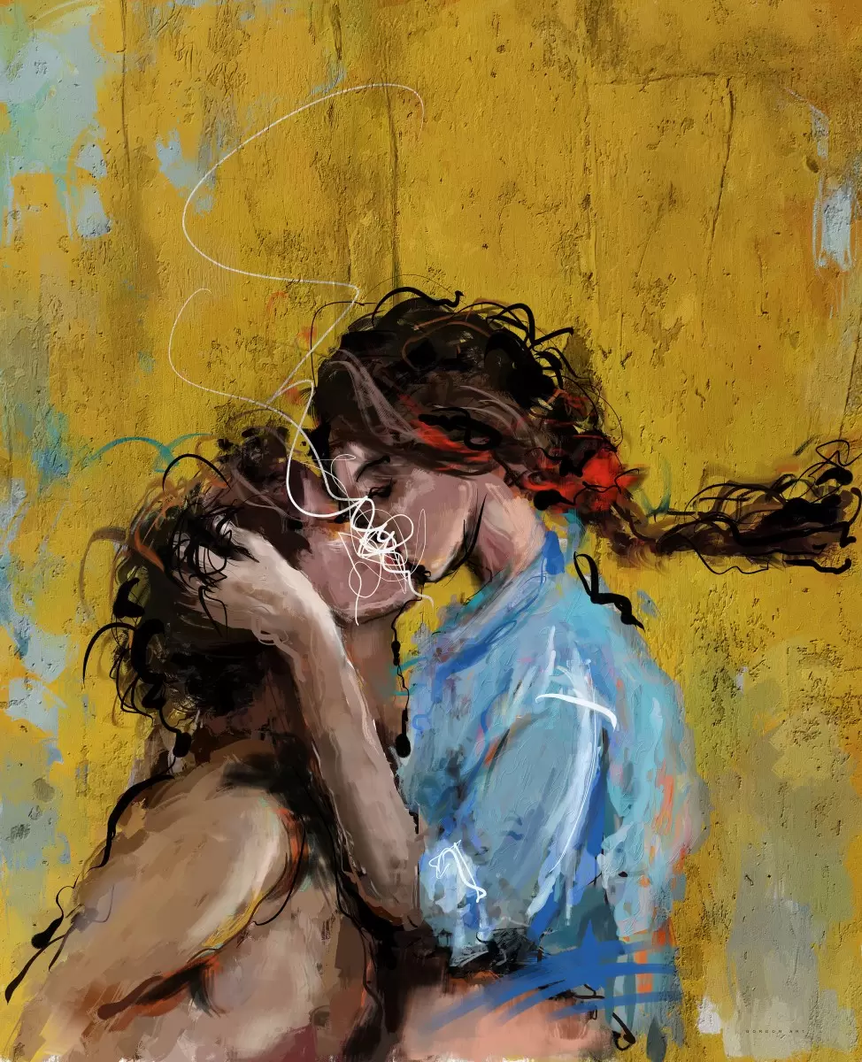 הנשיקה - איש גורדון - תמונות רומנטיות לחדר שינה  - מק''ט: 385704