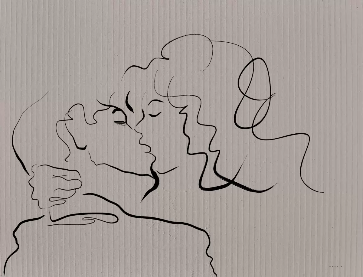 הנשיקה הראשונה - איש גורדון - תמונות רומנטיות לחדר שינה  - מק''ט: 386872