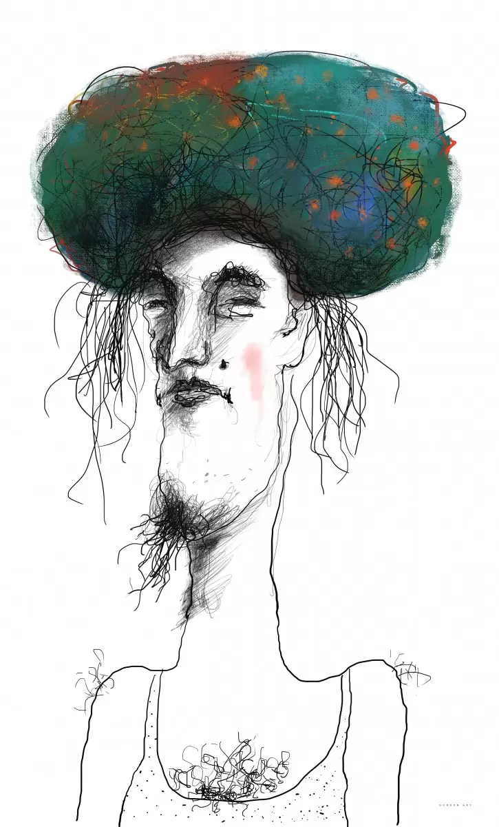 עטרת ראשו - איש גורדון - תמונות לסלון מודרני איור רישום בצבע  - מק''ט: 386977