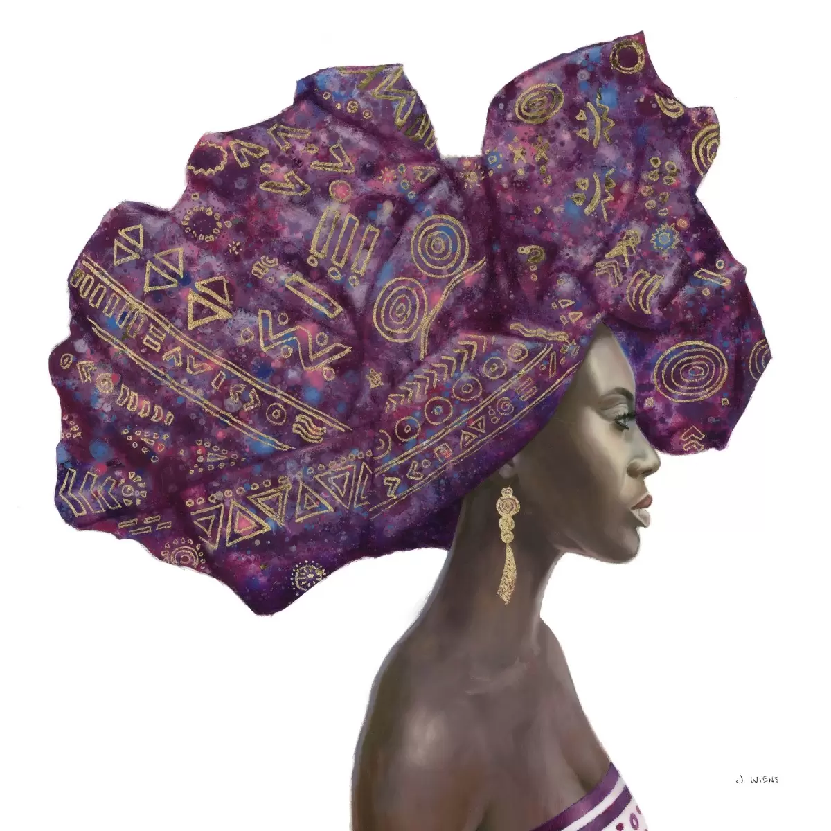 אשה אפריקאית בסגול - James Wiens - סלון בסגנון מינימליסטי סטים בסגנון מודרני  - מק''ט: 364089