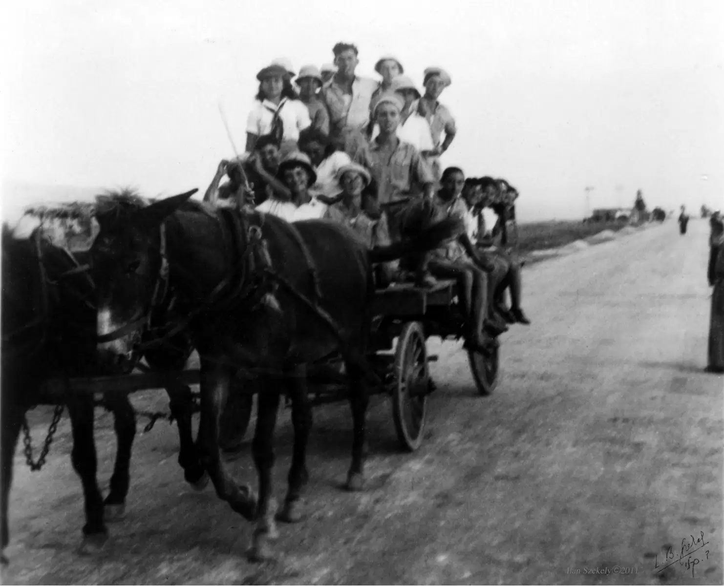 אנשים עגלה וסוסים - 1945 - דוד לסלו סקלי -  - מק''ט: 142077