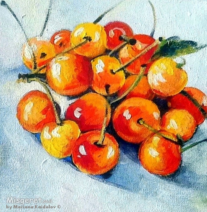 דובדבנים על השולחן