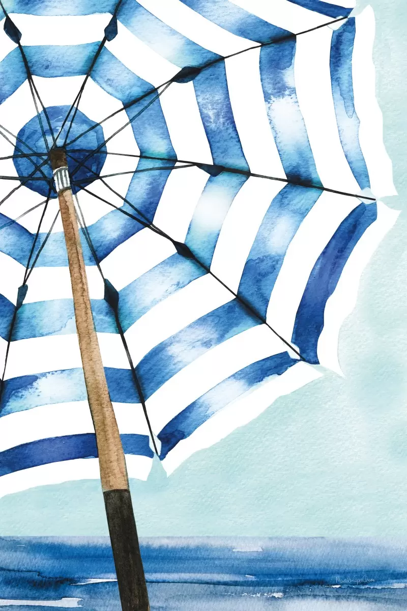 שמשיה כחול לבן - Mercedes Lopez Charro - תמונות ים ושמים לסלון מטריות  - מק''ט: 391141