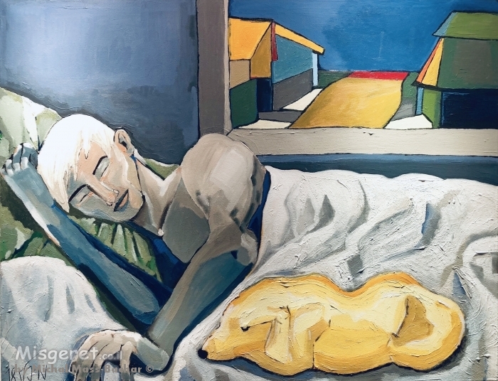 A Man and a Dog resting 