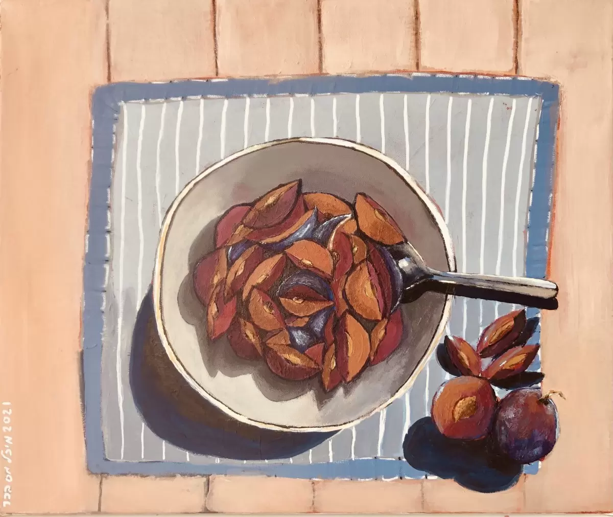 Still life with plums - MMB Art Studio - תמונות למטבח כפרי  - מק''ט: 375442