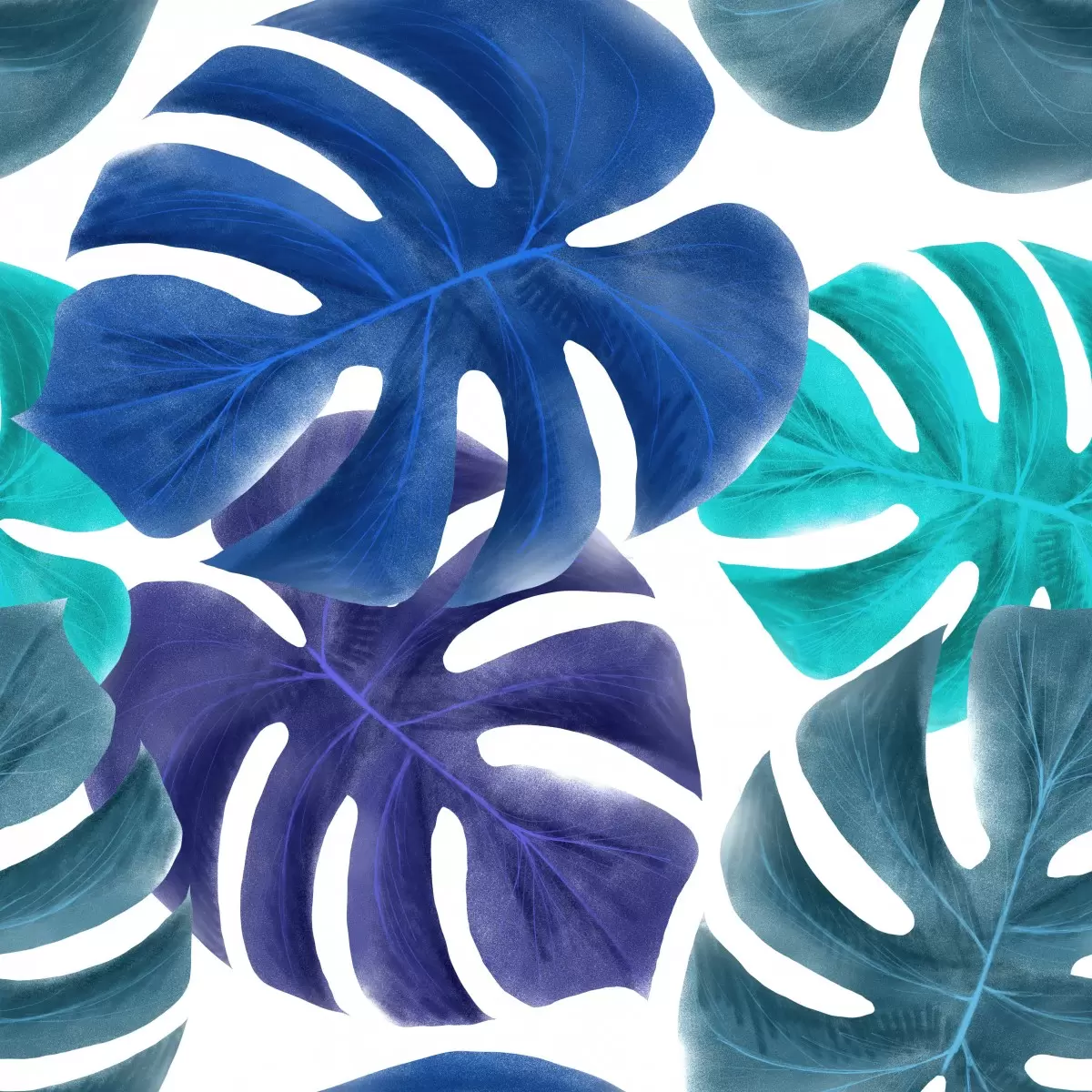 עלי דקל כחולים - Artpicked - תמונות נורדיות אבסטרקט פרחוני ובוטני סטים בסגנון מודרני  - מק''ט: 329746