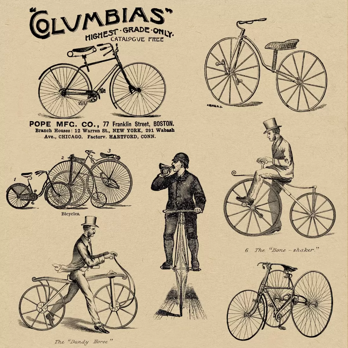אופניים מפעם - Artpicked - תמונות וינטג' לסלון פוסטרים בסגנון וינטג'  - מק''ט: 329757