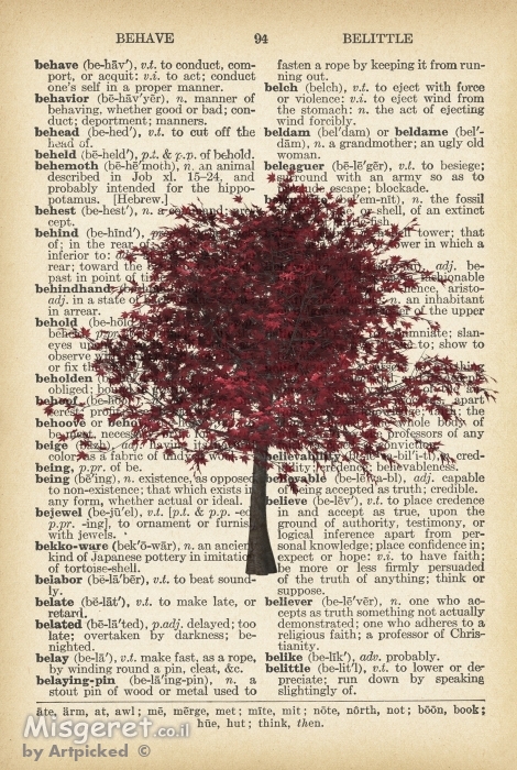 עץ בורדו רטרו על טקסט