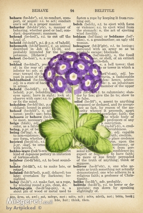 ורד סגול רטרו על טקסט