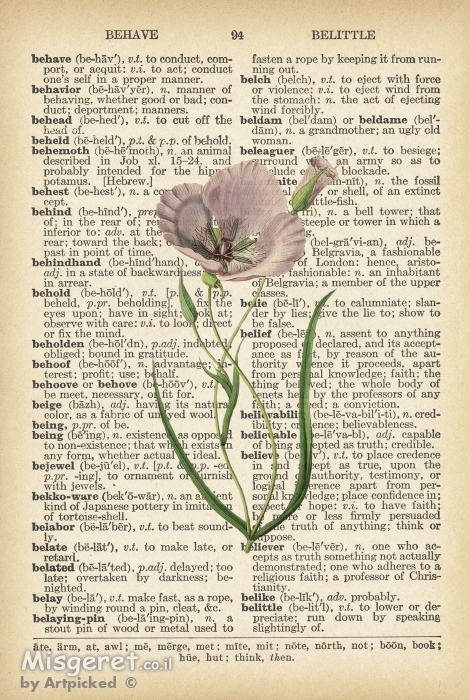 פרג לבן רטרו על טקסט