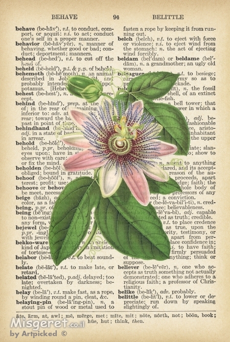 פסיפלורה רטרו על טקסט