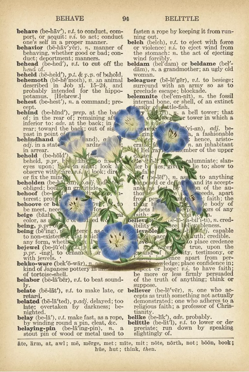 צמח סגול ועגול על עיתון - Artpicked - פרחים בסגנון רטרו  - מק''ט: 330420