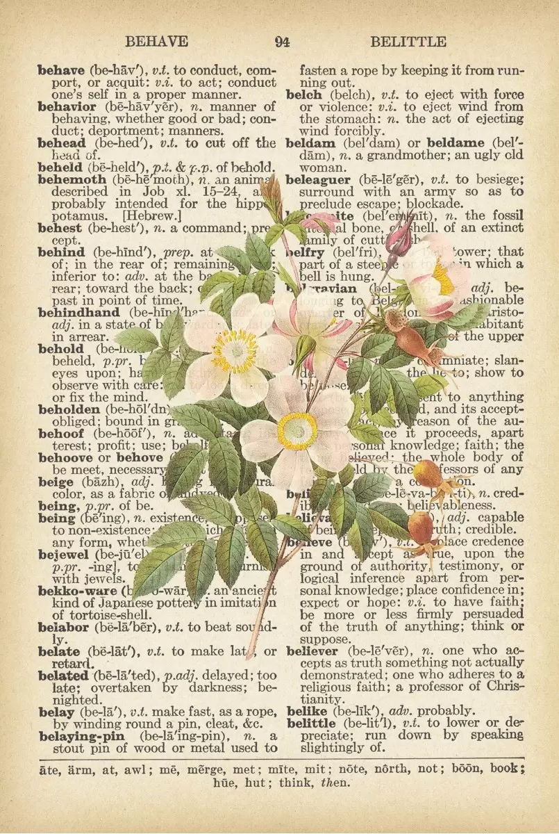 זר לבן רטרו על טקסט - Artpicked - פרחים בסגנון רטרו  - מק''ט: 330422