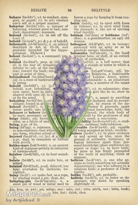 זר סגול רטרו על טקסט