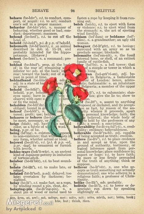 פרח אדום רטרו על טקסט