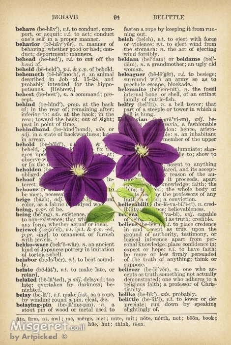 פרחים סגולים רטרו על טקסט