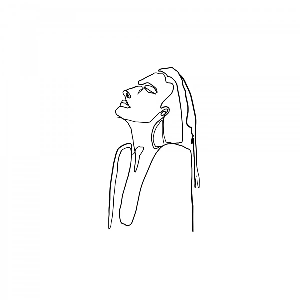 אשה בקו אחד - Artpicked - תמונות נורדיות איור רישום בצבע סטים בסגנון מודרני  - מק''ט: 331108