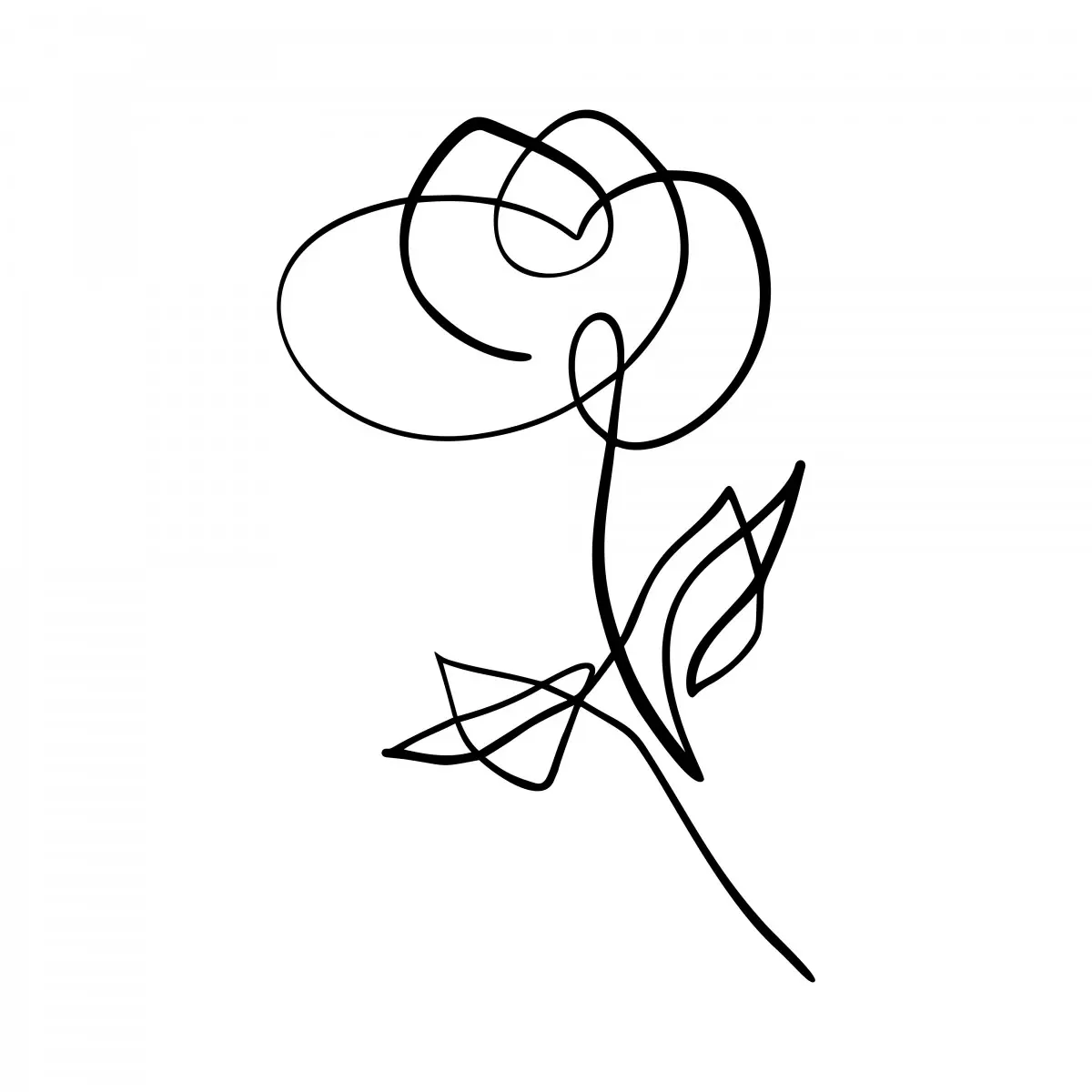 פרח בקו אחד - Artpicked - סלון בסגנון מינימליסטי ציור בקו אחד סטים בסגנון מודרני  - מק''ט: 331767