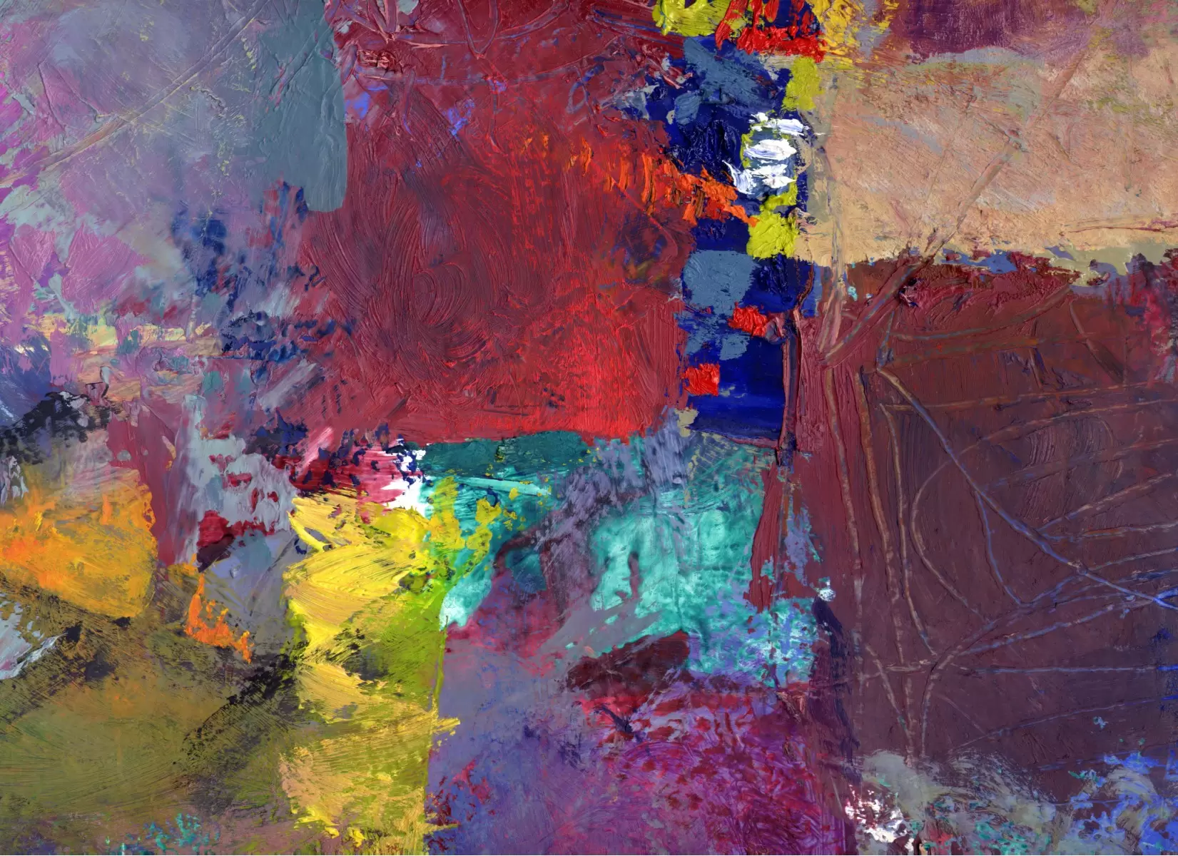 שדות צבעוניים - Artpicked - תמונות לסלון מודרני ציורי שמן  - מק''ט: 334592