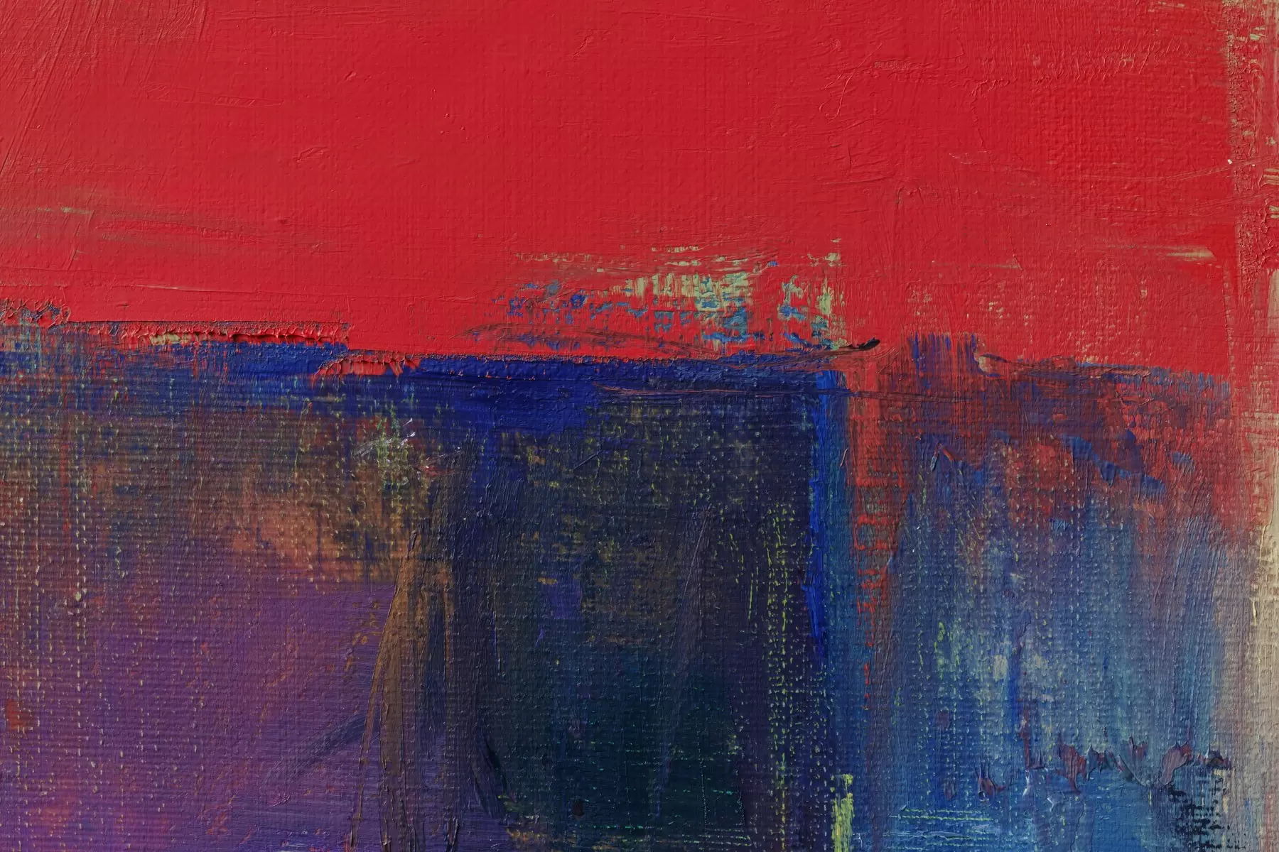אופק באדום וכחול - Artpicked - סלון בסגנון מינימליסטי ציורי שמן  - מק''ט: 334595